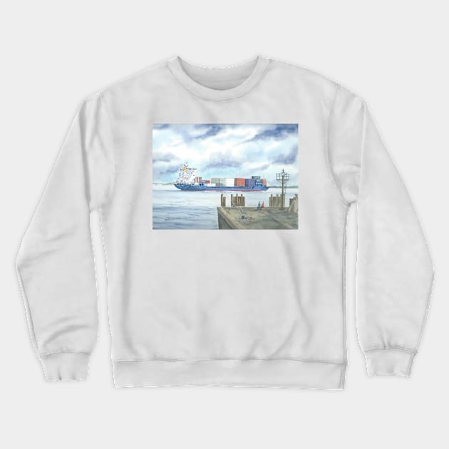 Passing Portishead Pier Crewneck Sweatshirt by ingridslatter